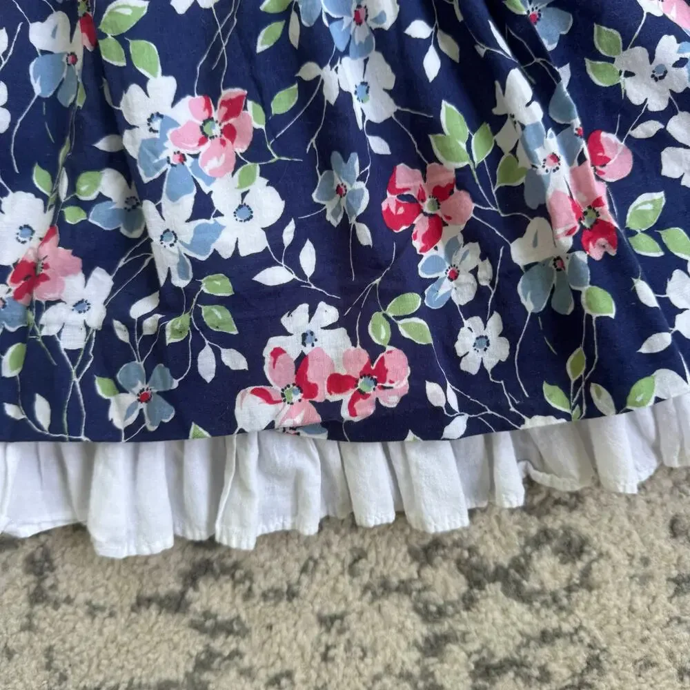 Girls Ralph Lauren Lined Floral Poplin Ruffle Dress Size 5